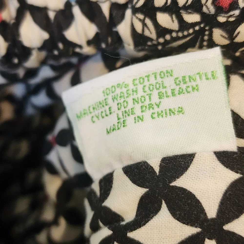 Vera Bradley Barcelona Floral Quilted Cotton Mini Drawstring Bag Monochrome